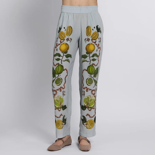 SABINA SAVAGE Oranges and Lemons Silk Lounge Trousers