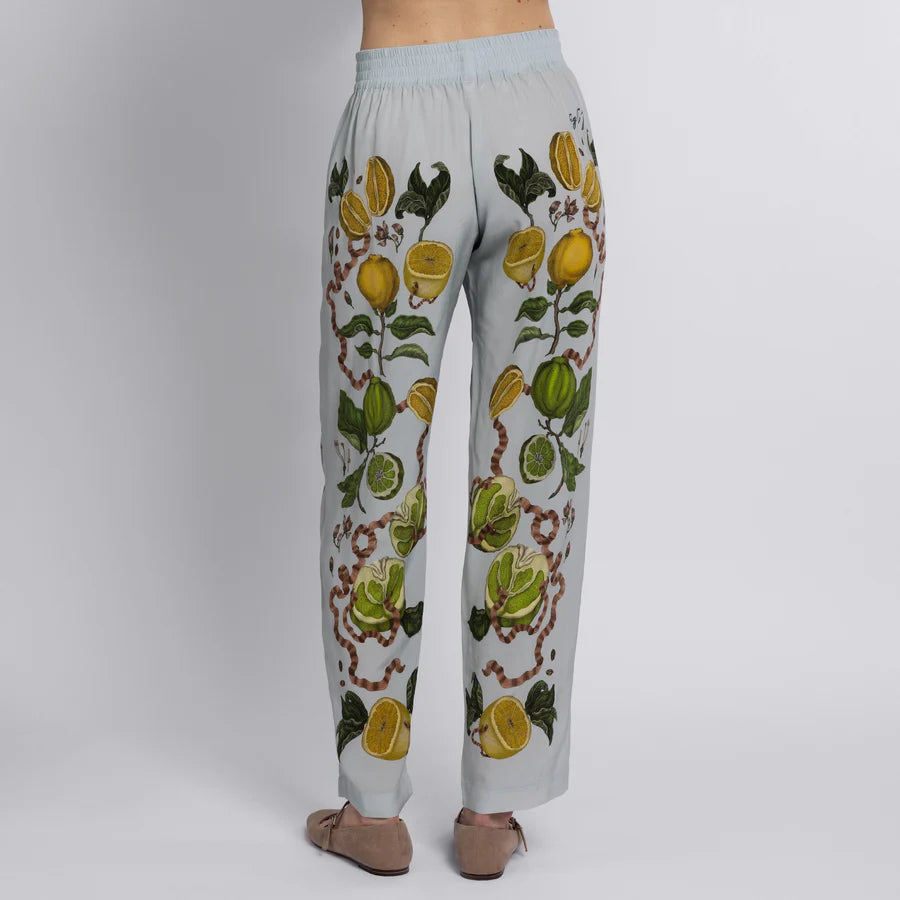 SABINA SAVAGE Oranges and Lemons Silk Lounge Trousers