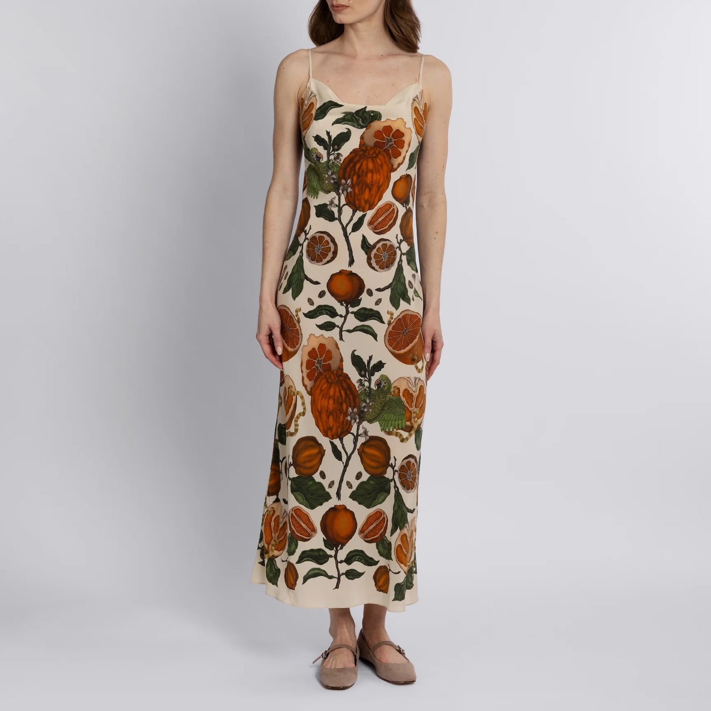 SABINA SAVAGE Oranges and Lemons Silk Slip Dress