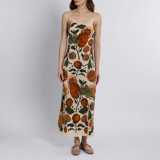 SABINA SAVAGE Oranges and Lemons Silk Slip Dress