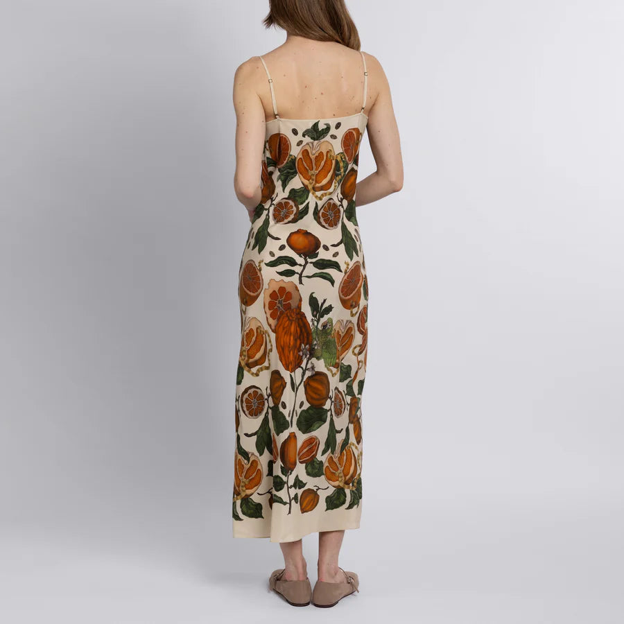 SABINA SAVAGE Oranges and Lemons Silk Slip Dress