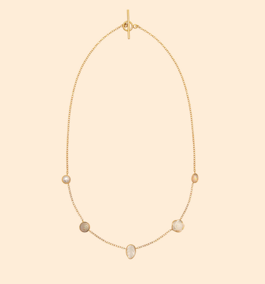 GRAINNE MORTON White Feather Five Mini Charm Necklace