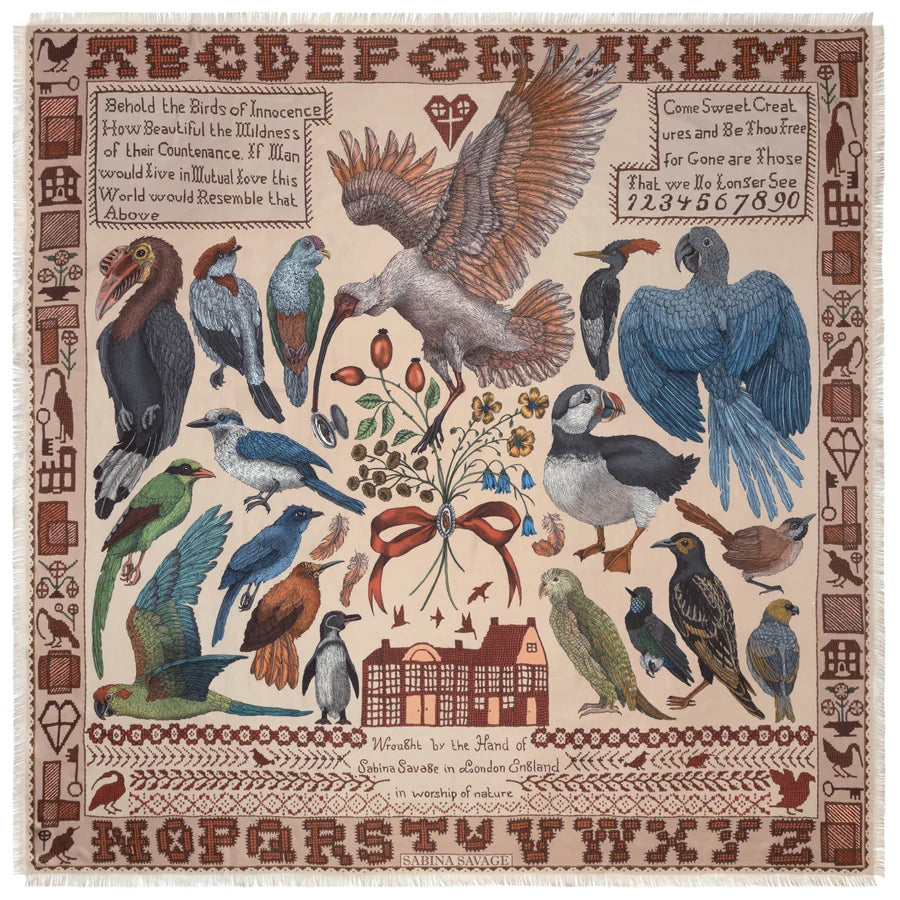 SABINA SAVAGE Birds of Innocence Silk Scarf