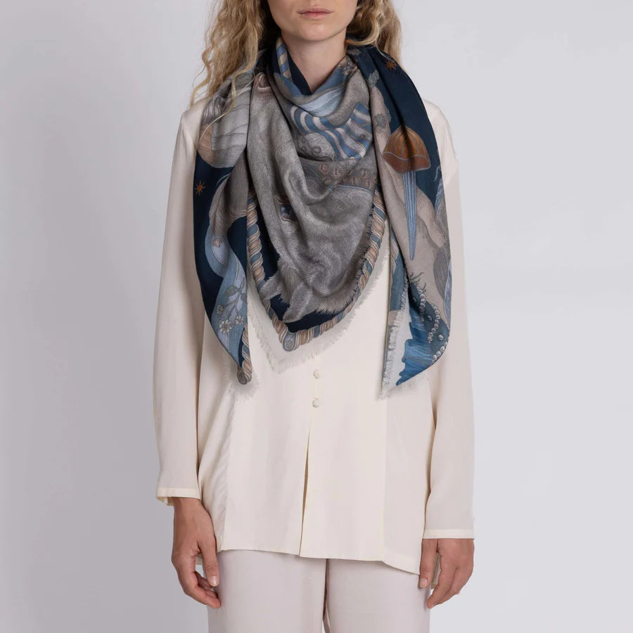 SABINA SAVAGE The Celestial Steed Wool Silk Scarf