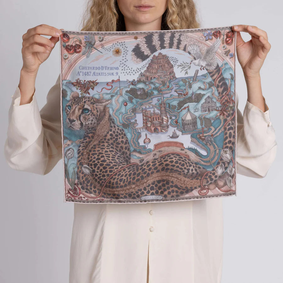 SABINA SAVAGE The Medici Cheetah Silk Scarf