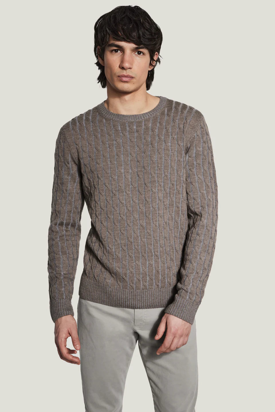 JACK VICTOR Cable Crew Neck