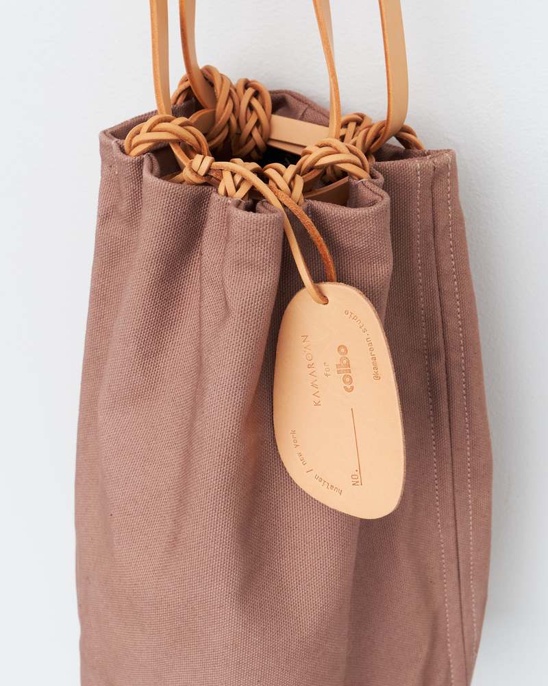 KAMARO'AN Naturally Dyed Woven Drawstring Bucket Bag