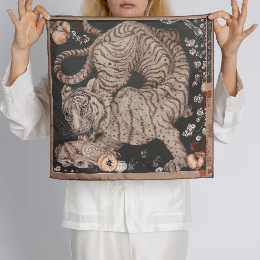 SABINA SAVAGE Zouyu, Cry The Deer Silk Scarf