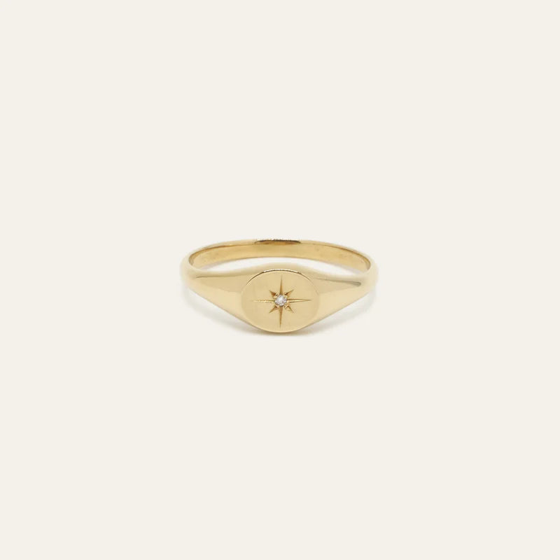 GJENMI Baby Diamond Signet Ring