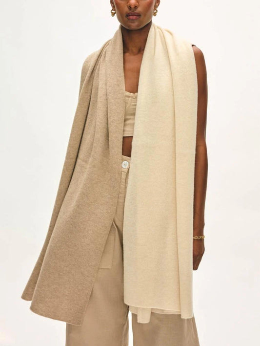 WHITE & WARREN Cashmere Colorblock Travel Wrap