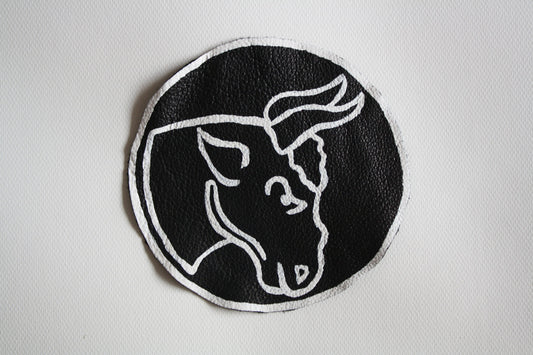 FIELD RATIONS Black Leather Moto Patch